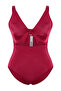 Bordo Derin V Yaka Cut-Out Bağlamalı Atma Kaplı Büyük Beden Mayo TBBSS22MA0302 - 4
