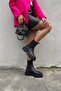 Women's Black Leather Boots with Side Elastic, Waterproof Winter Genuine Orthopedic Lightweight Everyday Thick Sole - 6