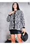 Women's Crew Neck Leopard Print Black and White Cardigan - 2