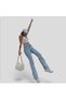Diyzi 90's Medium Blue Snow Wash Blue Lycra Super Extra High Waist Palazzo Loose Jean Trousers - 6