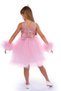 Girls Birthday Party Dress with Pompom Sleeves Tulle Sequin Buckle Bow - 4