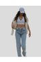 Diyzi 90's Medium Blue Snow Wash Blue Lycra Super Extra High Waist Palazzo Loose Jean Trousers - 2
