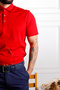 Premium Polo Collar Regular Fit (Classic Fit) Textured 100% Mercerized Cotton Red T-Shirt - 6