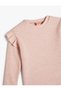 Basic T-Shirt Ruffle Detailed Long Sleeve Camisole Crew Neck Soft Textured - 4