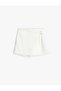 Shorts Skirt Elastic Waist Double Breasted Textured Buckle Detailed