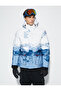 Puffer Jacket Hooded Pocket Detailed Zippered Abstract Printed - 5