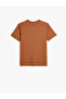 Slogan Printed T-Shirt Slim Fit Crew Neck Short Sleeve Cotton - 7