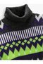 Turtleneck Knitwear Sweater Geometric Pattern Long Sleeve - 3