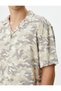 Camouflage Printed Shirt Short Sleeve Turn-down Collar Viscose Fabric - 5