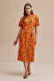 Stand Collar Midi Length Dress - 2