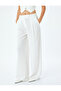 Crepe Fabric High Waist Wide Leg Fabric Trousers with Pockets - 3