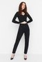 Women's Non-Fading Black Super High Waist Comfort Lycra Mom Denim Trousers Jeans