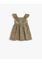 Strappy Flannel Dress with Ruffled Cotton Floral Print Detail