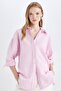 Oversize Wide Fit Basic Plain Oxford Long Sleeve Shirt D4015Ax24Au