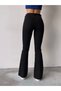 By-6748 High Waist Lycra Shiny Black Spanish Flare Jeans Black Leg Jeans - 5