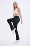 Women's Black High Waist Recovery Double Pocket Flared Leg Leggings - 6