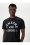 Cotton Regular Fit - Slogan Printed Short Sleeve Crew Neck T-Shirt