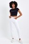 By-6193 Women's White Slim Mom Jean High Waist Jeans Skinny Leg Denim Pants