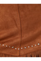 Suede Look Metal Bead Detailed Tasseled Mini Skirt - 6
