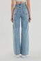 Snow Wash Light Blue Lycra Super Extra High Waist Wide Leg Palazzo Loose Jean Trousers - 4