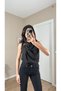 Polka Dot Degaje Collar Blouse with Shoulder Buckle - 3