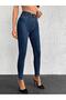 Women's Dark Blue High Waist Tight Leg Jeans Pants - 2