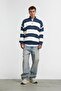 Men's Knitwear White Knitted Indigo Oversize Knitwear Fabric