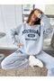3 Thread Michigan 1898 Sweatshirt Sweatpants Jogger - Gray Printed Bottom Top Sweatpants Set Crew Neck