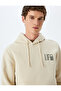 Embroidered Raised Cotton Hooded Sweatshirt