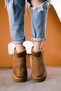 Aurora Women's Thick Soled Ankle Boots with Feather Inside - Brown - 4