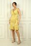 Women's Double Breasted Lapel Lined Front Draped Front Flounce Satin Short Dress