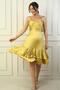 Women's Rope Strap Front Draped Lined Hem Double Layer Flounce Satin Dress
