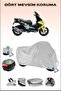 Gray Motorcycle Tarpaulin with Rear Bag and Lock Compatible for Gilera Runner Vxr 200, Safe