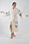 Kimono Kaftan Cotton Printed Belted 1 Piece Unisex Muslin Fabric Peshtemal Bathrobe - 2