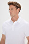 Men's White 100% Cotton Slim Fit Slim Fit Polo Neck T-Shirt - 3
