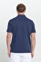 Men's Navy Blue Comfort Fit Relaxed Cut Polo Neck Jacquard T-Shirt - 6