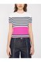 Women's Pink Striped Sweater 9YAL98144OT - 3