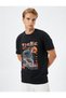 Crew Neck Slogan Printed Cotton T-Shirt - 2