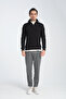 Unisex Regular Fit Cotton Honeycomb Braided Half Zipper Stand Collar Sweatshirt - 2