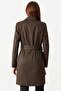 Women's Buttoned Belted Jacket - 5