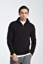 Unisex Regular Fit Cotton Honeycomb Braided Half Zipper Stand Collar Sweatshirt - 5