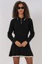 15907 Women's Polo Neck Sweater Skirt Knitwear Double Set - Black