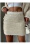 Women's Cream Glittery Fringed Skirt - Cream