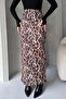 Women's High Waist Slit Leopard Print Long Pencil Skirt Brown - 8