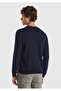 Men's Navy Blue V-Neck 100% Merino Sweater - 3