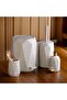 4-Piece Modern Bathroom Set Trash Can Toilet Brush Toothbrush Holder Liquid Soap Dispenser Stone Color