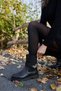 Jessica Women's Black Real Leather Rubber Buckle Detail Boots - 6