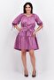 Women Solid A-Line Dress, Purple - 2