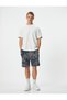 Abstract Printed Oversize Bermuda Shorts with Pockets - Lace-up Waist Design