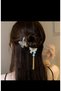 Women's Bun Hair Clip Gold Metal New Style Dangle Crystal Jewelled Clip - 5